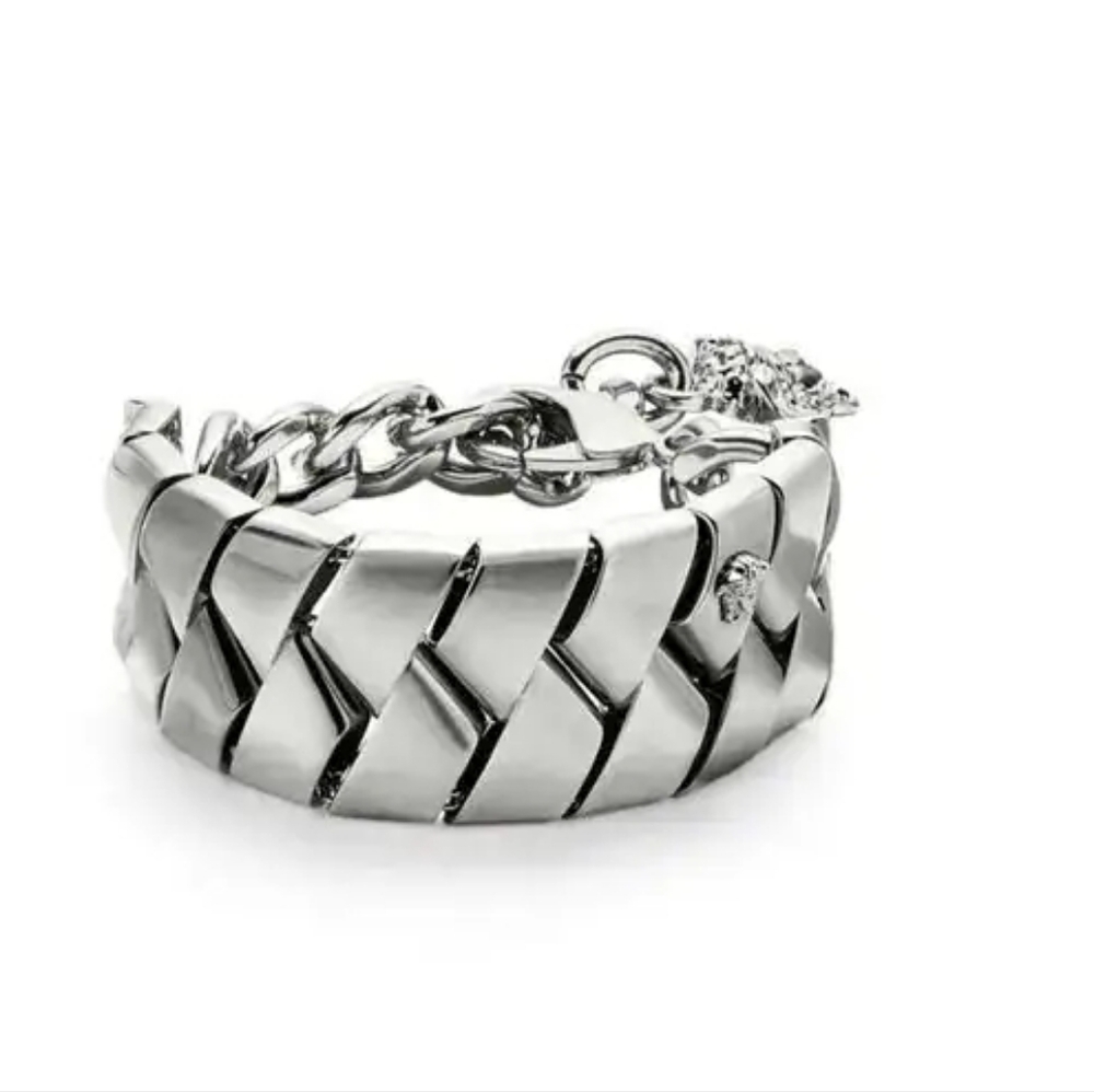NEW Versace Bind Silver Bracelet W/Box & Dustbag